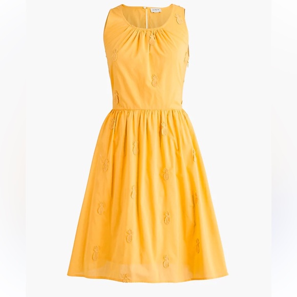 J. Crew Yellow Sleeveless Dress with Pineapple Embroidery - Picture 2 of 7